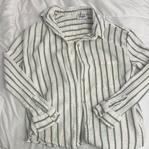 RSQ White and Green Striped Swim Coverup